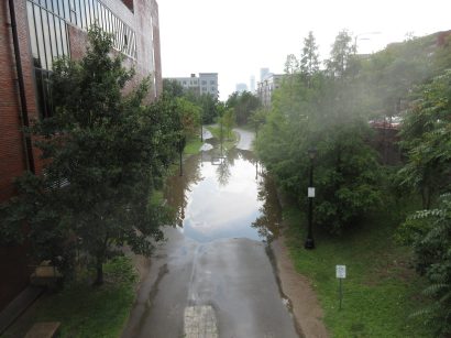 Flooding after rains on the Greenway due to blocked drainage. Aug 2017